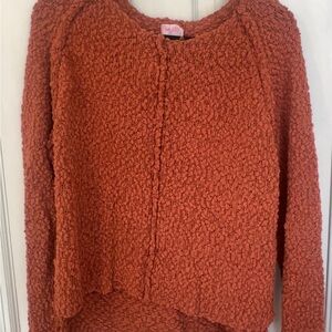 Cozy Orange Textured Sweater Pink Lily